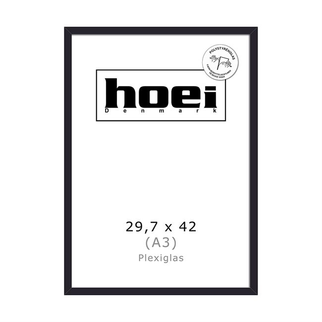 Black wooden frame for photos and posters 29.7 x 42 PLEXI cm (A3)