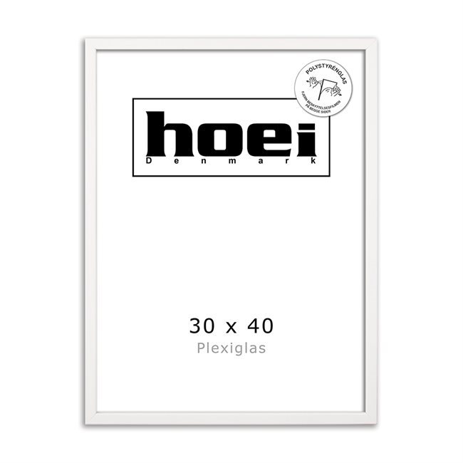 White wood frame for photos and posters 30 x 40 - PLEXI cm