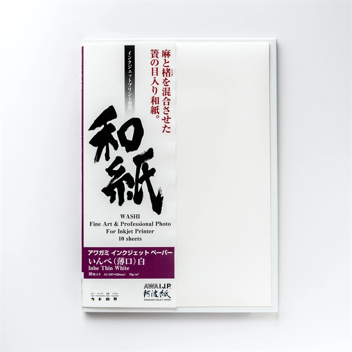 Awagami Inbe Thin White - 70 g/m², A2 10 sheets