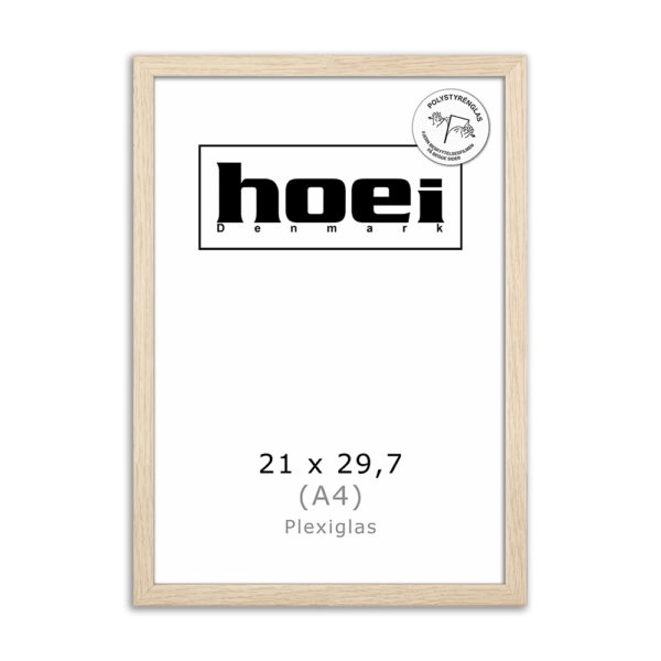 Oak frame for photo and posters 21 x 29.7 PLEXI cm ( A4 )